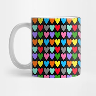 Bright Rainbow Hearts in Rows Mug